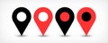 Red flat map pin sign location icon with shadow Royalty Free Stock Photo