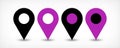 Violet flat map pin sign location icon with shadow Royalty Free Stock Photo