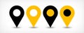 Yellow flat map pin sign location icon with shadow Royalty Free Stock Photo