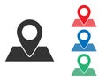 Map pin tag. Location marker. Navigation position pointer. Place point in black, green, blue and red colors. Locate