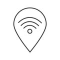 Map pinpoint with wifi signal inside linear icon