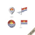 Map pins with flag of Kiribati