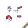 Map pins with flag of Serbia Royalty Free Stock Photo