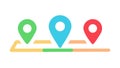 Map Pins with Path Icon for Navigation and Location Tracking, vector design Generative AI Royalty Free Stock Photo