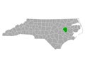 Map of Pitt in North Carolina