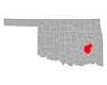 Map of Pittsburg in Oklahoma