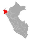 Map of Piura in Peru Royalty Free Stock Photo