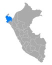 Map of Piura in Peru