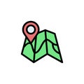 Map, placeholder icon. Simple color with outline vector elements of navigation icons for ui and ux, website or mobile application Royalty Free Stock Photo