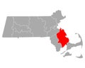 Map of Plymouth in Massachusetts