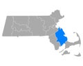 Map of Plymouth in Massachusetts