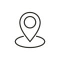 Map point icon vector. Outline pointer, line navigation symbol.