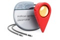 Map pointer with artificial cardiac pacemaker, 3D rendering Royalty Free Stock Photo