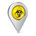 Map pointer with biohazard flag, 3D rendering