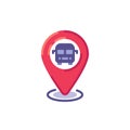 Map pointer with bus flat icon Royalty Free Stock Photo