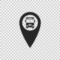 Map pointer with bus icon isolated on transparent background Royalty Free Stock Photo