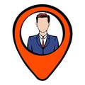 Map pointer with businessman icon, icon cartoon