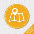 Map And Pointer Button - Vector Illustration - Isolated On Transparent Background