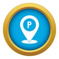 Map pointer with car parking sign icon blue vector isolated Royalty Free Stock Photo