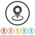 Map pointer with check mark icon, color set Royalty Free Stock Photo