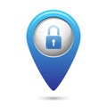 Map pointer with close lock icon