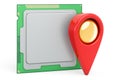 Map pointer with CPU computer processor unit. 3D rendering Royalty Free Stock Photo