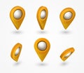 Map pointer 3d pin. Location symbols vector set isolated on white background. Royalty Free Stock Photo