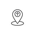Map pointer with direction arrow outline icon Royalty Free Stock Photo