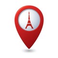 Map pointer with Eiffel tower icon Royalty Free Stock Photo