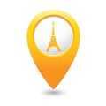 Map pointer with Eiffel tower icon Royalty Free Stock Photo