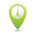 Map pointer with Eiffel tower icon Royalty Free Stock Photo