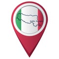 map pointer with emilia-romagna map. Vector illustration decorative design Royalty Free Stock Photo