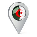 Map pointer with flag of Algeria, 3D rendering Royalty Free Stock Photo