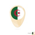 Map pointer with flag of Algeria. Orange abstract map icon Royalty Free Stock Photo