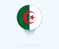 Map pointer with flag of Algeria Royalty Free Stock Photo