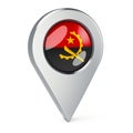 Map pointer with flag of Angola, 3D rendering Royalty Free Stock Photo