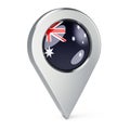 Map pointer with flag of Australia, 3D rendering Royalty Free Stock Photo