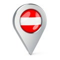 Map pointer with flag of Austria, 3D rendering Royalty Free Stock Photo