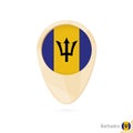 Map pointer with flag of Barbados. Orange abstract map icon Royalty Free Stock Photo