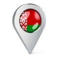 Map pointer with flag of Belarus, 3D rendering Royalty Free Stock Photo