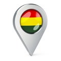 Map pointer with flag of Bolivia, 3D rendering Royalty Free Stock Photo