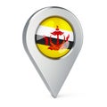 Map pointer with flag of Brunei, 3D rendering Royalty Free Stock Photo