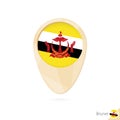 Map pointer with flag of Brunei. Orange abstract map icon Royalty Free Stock Photo
