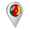 Map pointer with flag of Cameroon, 3D rendering Royalty Free Stock Photo