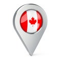 Map pointer with flag of Canada, 3D rendering Royalty Free Stock Photo