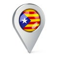 Map pointer with flag of Catalonia, 3D rendering Royalty Free Stock Photo