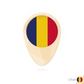 Map pointer with flag of Chad. Orange abstract map icon Royalty Free Stock Photo