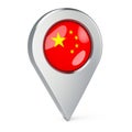 Map pointer with flag of China, 3D rendering Royalty Free Stock Photo