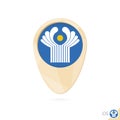 Map pointer with flag of CIS. Orange abstract map icon Royalty Free Stock Photo