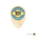 Map pointer with flag of Delaware. Orange abstract map icon Royalty Free Stock Photo